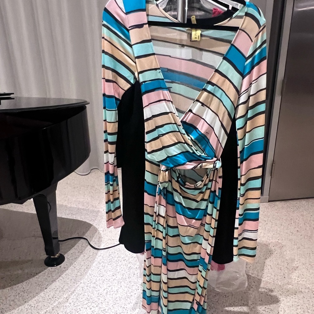 Issa London Striped Multicolor Midi Dress